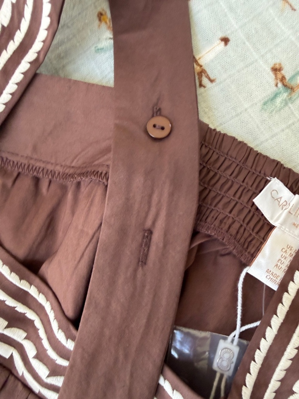 Caroline Constas Brown Two-Piece Set with Cream Embroidered Trim - Picture 7 of 14
